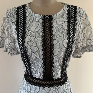 Lace, baby blue, formal dress, wedding attire, cocktail dress, black/blue dress